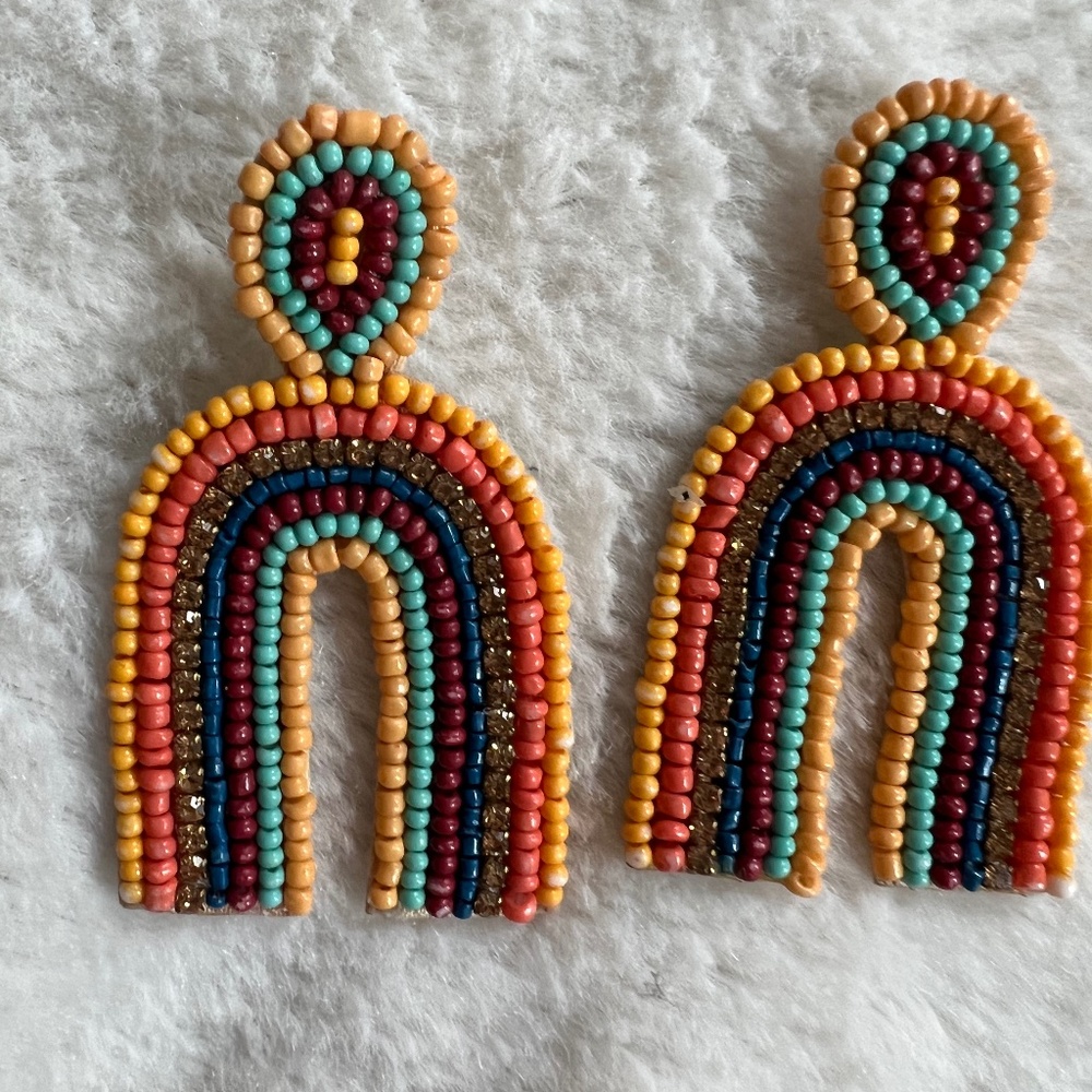 Multi-colored beaded earrings